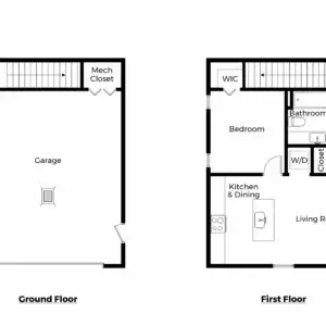 Garage with 600 square foot 1 bed 1 bath ADU above