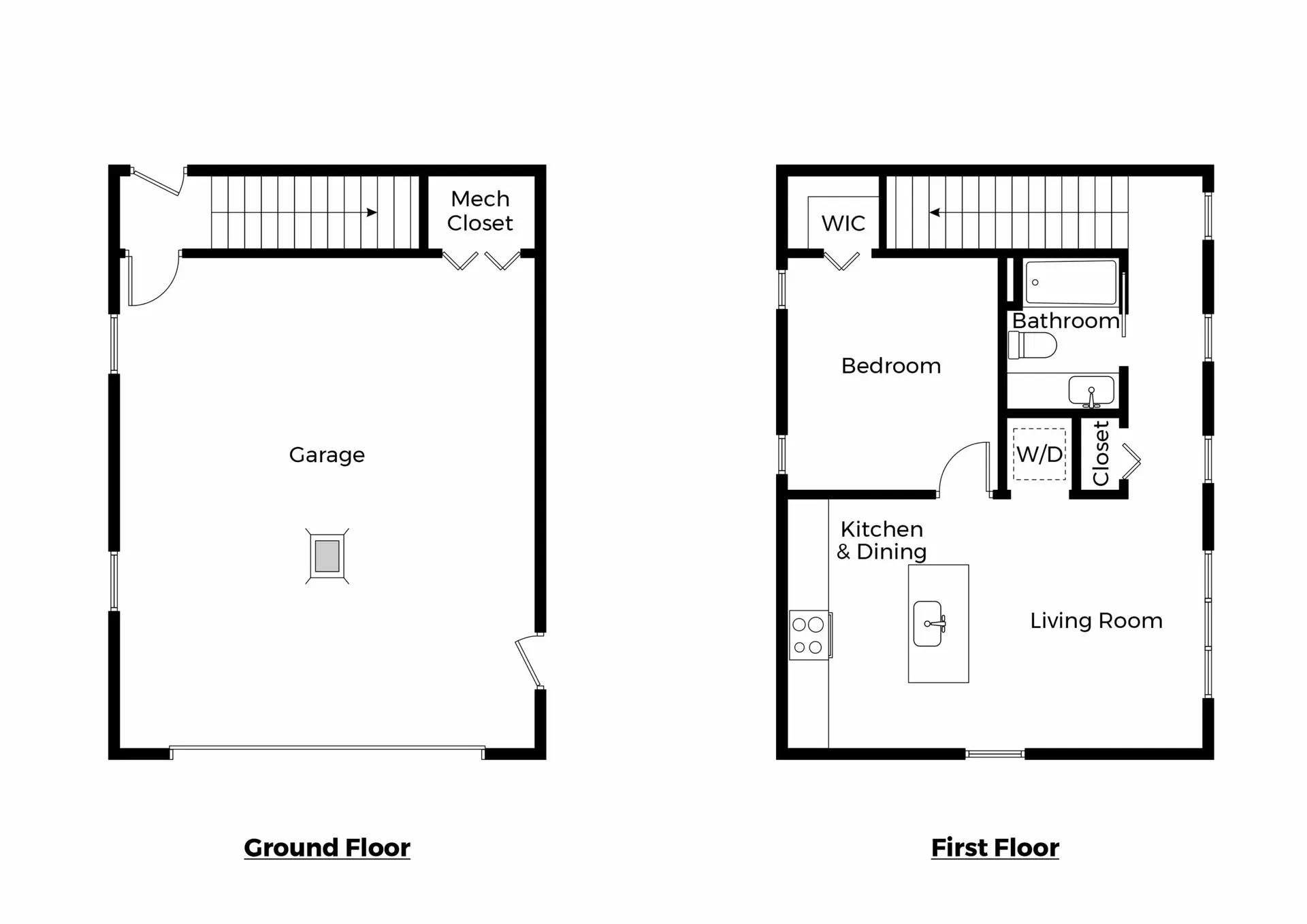 Garage with 600 square foot 1 bed 1 bath ADU above