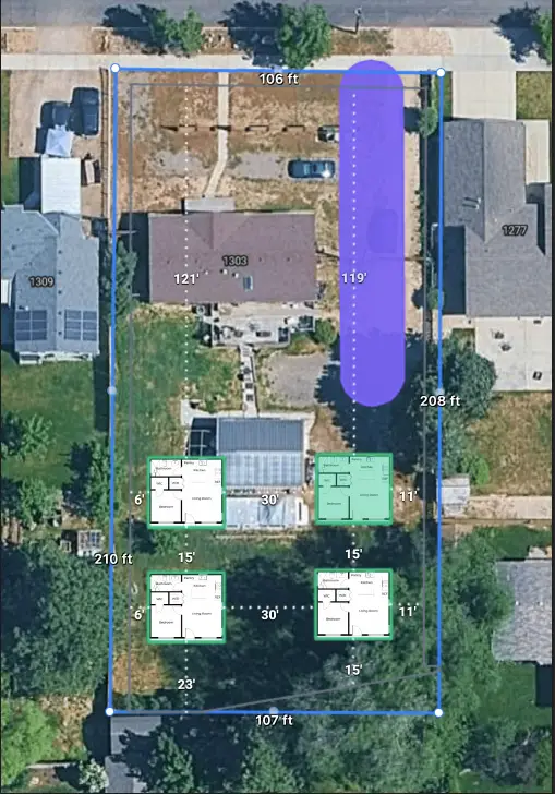 SitePlanr.com site plan for a Boise cottage villiage